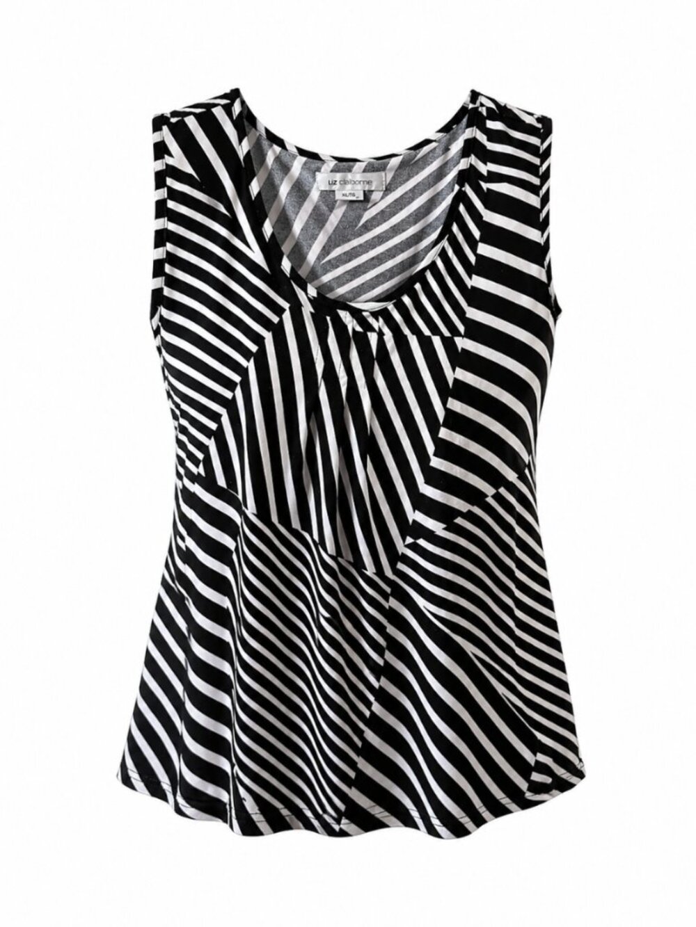 🪩 2/20 Liz Claiborne Black & White Geometric Sleeveless Blouse XL